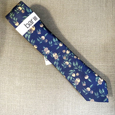 Bar III Men's Slim Skinny Neck Tie Dewey Botanical Fruit Navy Blue 2.5" Blade
