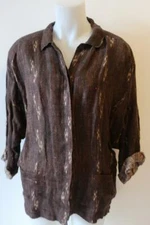 WOMENS CALLA BROWN PRINTED BUTTON DOWN TOP SZ IT 44/ US 10*