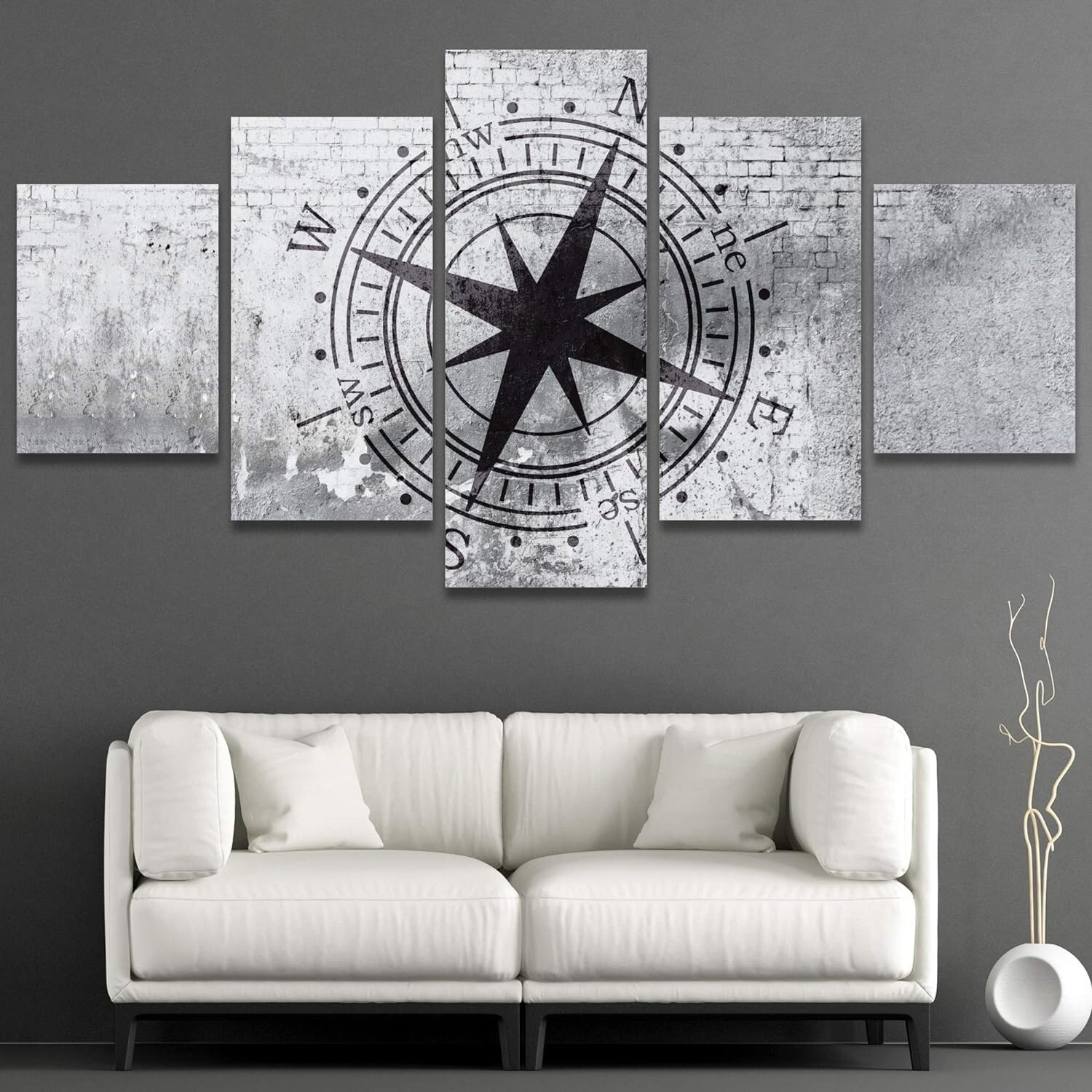 Wall26 Compass on Shabby Retro Canvas Print Wall Art Set of 5
