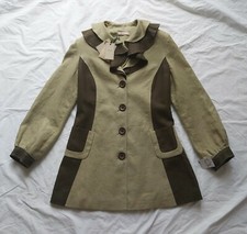 Eb By Evie Bell Bnwt Rebecca Coat Or Long Jacket Ruffle Collar 100% Linen Uk 10