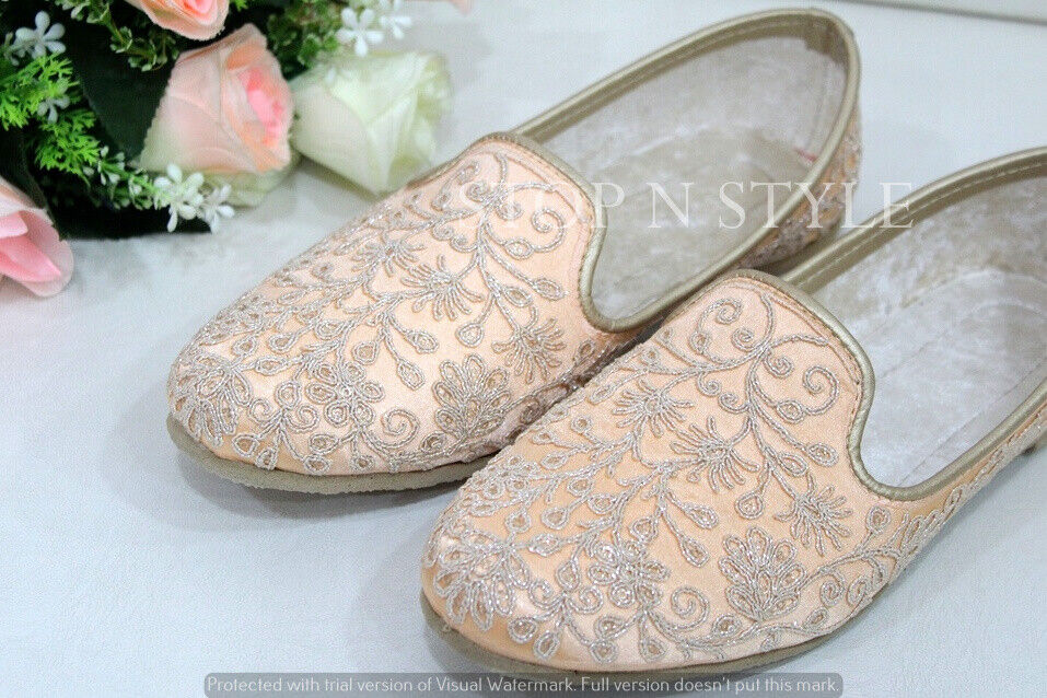 Amazon.com | Stop n Style mens Punjabi Jutti Wedding Indian Sherwani  Mojaris Ethnic Flat Juttis Shoes, Peach, 6 | Shoes