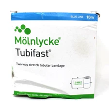 Molnlycke 2436 Tubifast Blue Tubular Bandage 2"x 10M Large Limbs Damaged BX