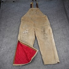 VTG Carhartt Overalls Men 44x30 Insulated Duck Bib Carpenter R02 BRN Tag 48x30 