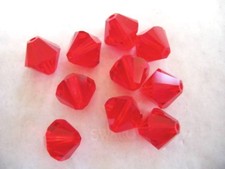 10 pc. SWAROVSKI CRYSTAL LIGHT SIAM 8mm Loose BEADS 5328 Bicones, RED, Free Ship