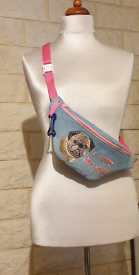 Gürteltasche Bauchtasche Hipbag Crossbag Hunde  Mops Jeans upcycling handmade
