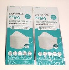 TWO KF-94 Face Protective Mask for Adult White Made in Korea Safety Dust Mask