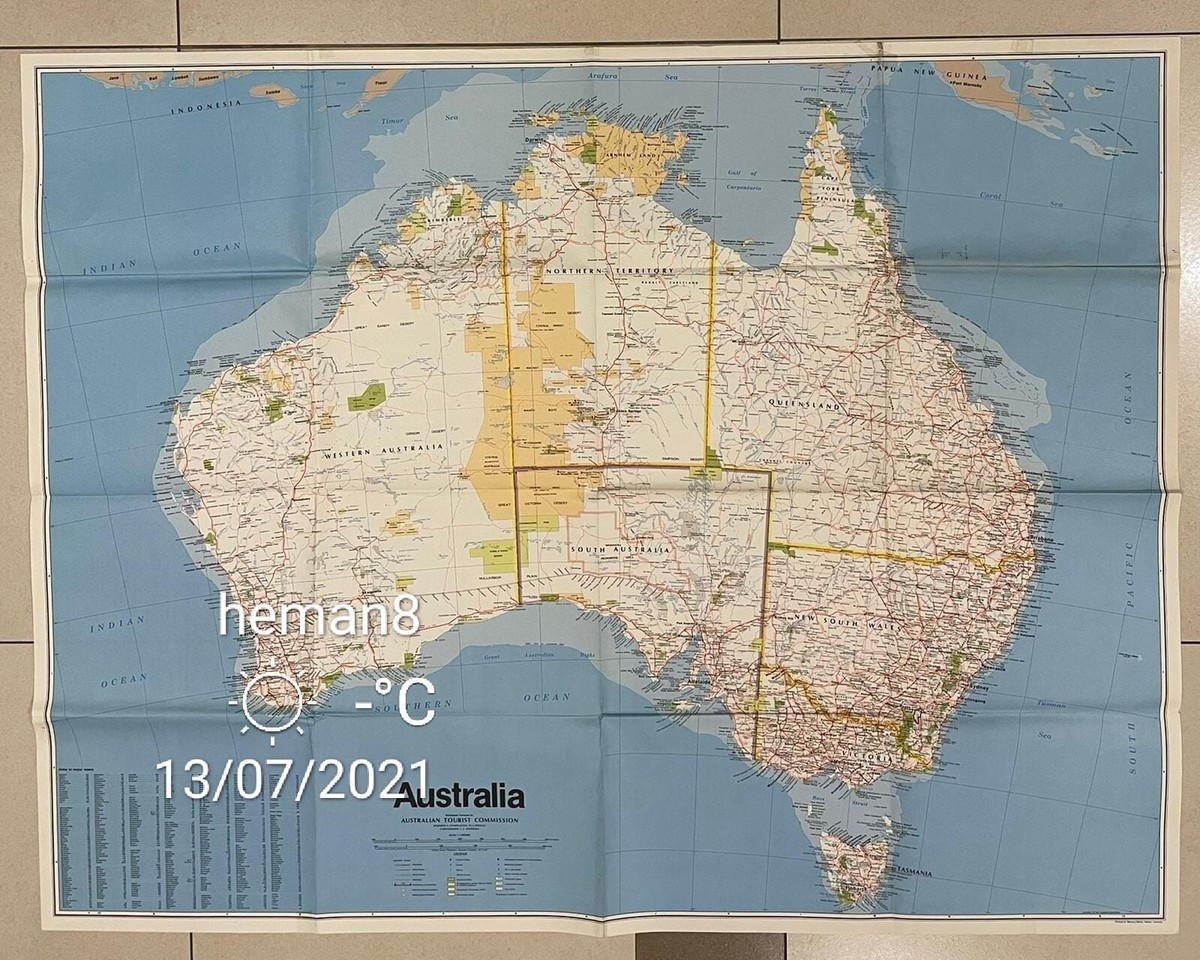 1981 Large map of Australia by Australian Tourist Commission for