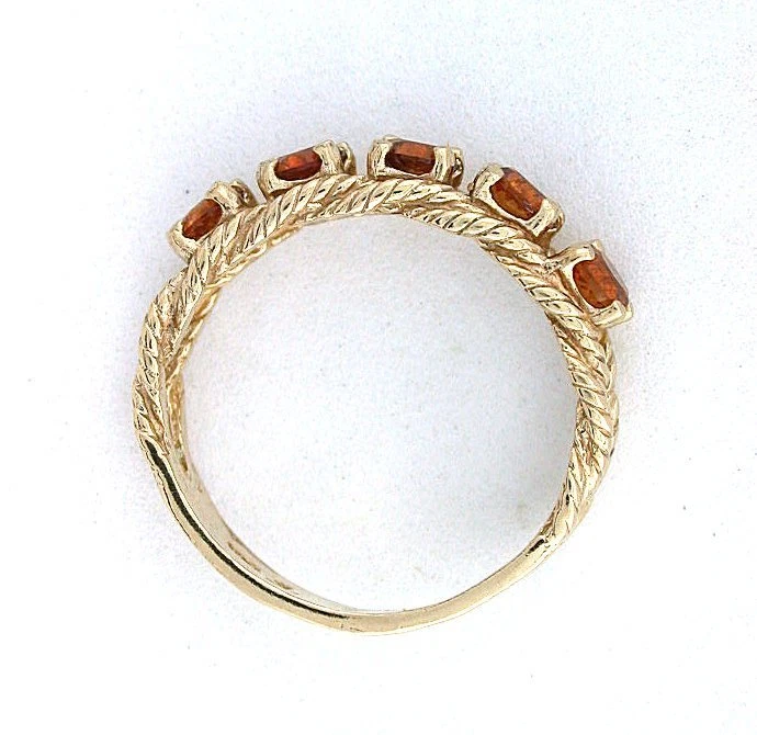 Anillo de hessonita redondo de Madagascar de 3,5 mm cuerda trenzada de oro amarillo real de 10 quilates talla 6,75 Foto 3 de 3