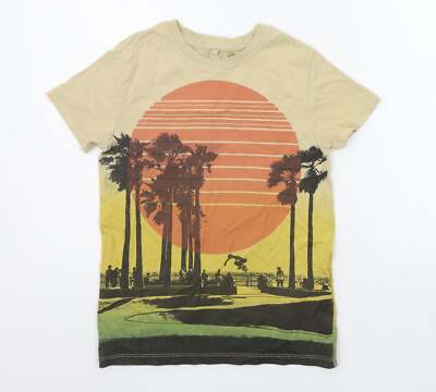Marks and Spencer Mädchen beige Baumwollmischung T-Shirt Größe 7-8 Jahre