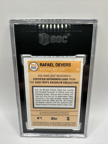 2020 Topps Brooklyn Collection Rafael Devers Red Sox Signed AUTO /75 SGC 9 MINT - Picture 2 of 2