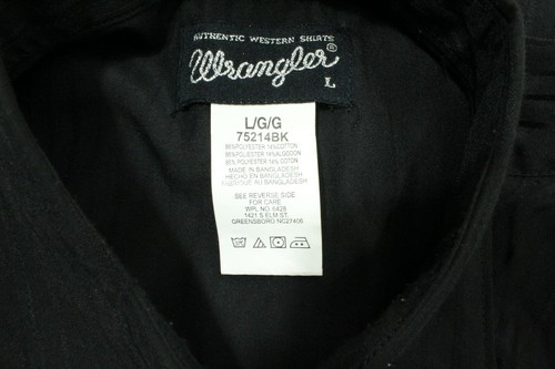 Camicia western Wrangler taglia large nera manica lunga a righe 75214BK - Foto 7 di 7