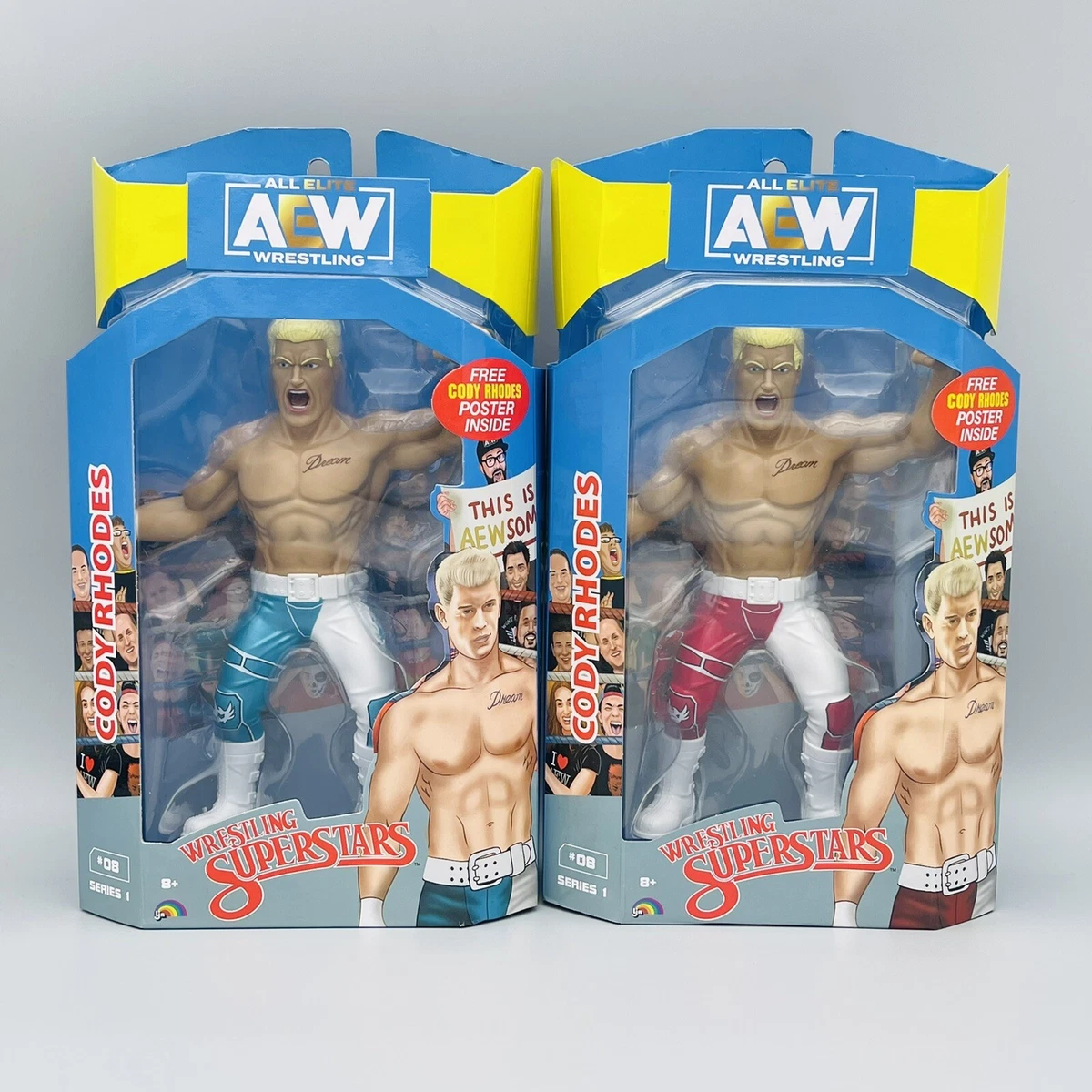 CODY RHODES LJN AEW SUPERSTARS Lot Of 2 Figures Chase Variant Exclusive Common