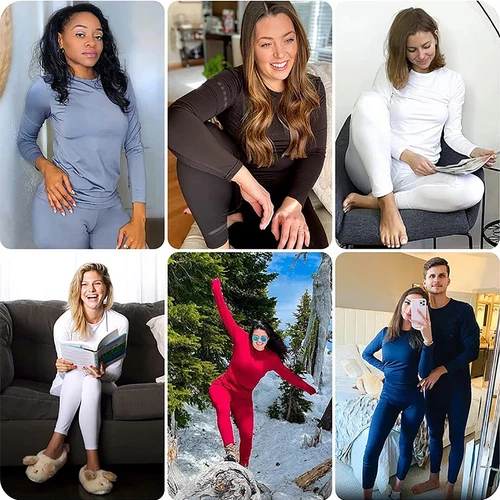 Womens Winter Ultra-Soft 2 Pc Thermal Set Top and Bottom Long Underwear Warm - Picture 11 of 27