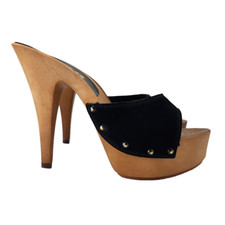 Women's Black Suede Clogs - K93001 CAM BLACK