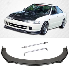 Carbon Fiber Look Front Lip + Strut Rods For 1994-97 Acura Integra GS RS DC2 TR