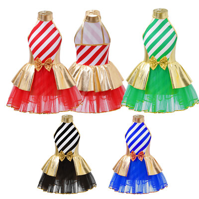 Kids Girls Dress Gown Tutu Skirts Festival Christmas Ballerina Ballet Xmas Show