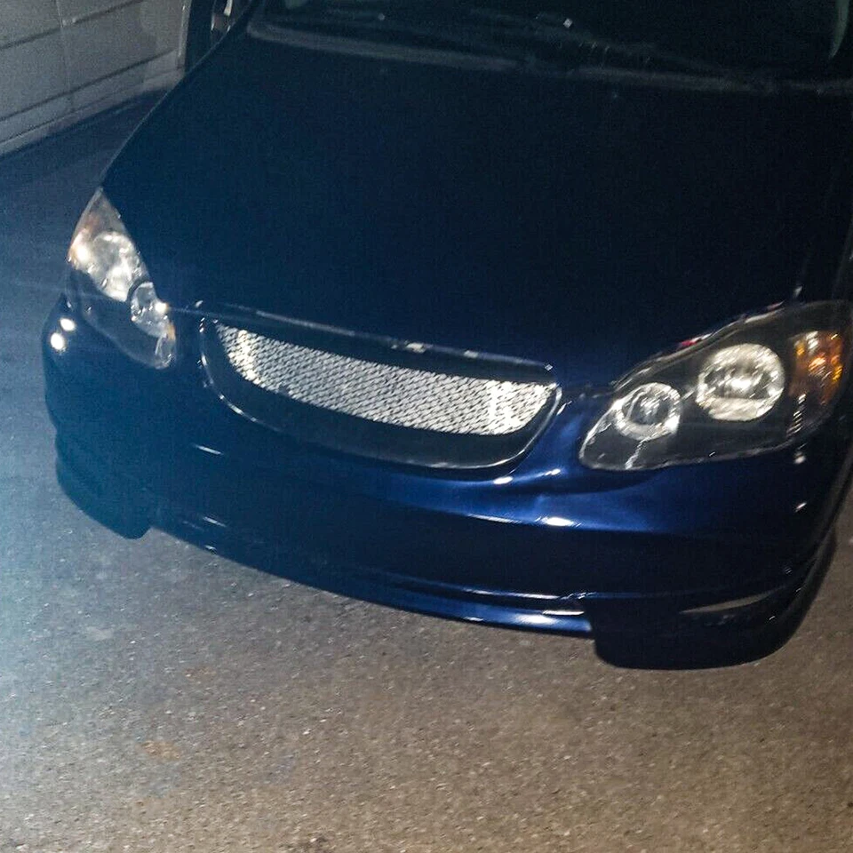 HECASA For 2003-07 Toyota Corolla Mesh ABS Front Grille Glossy Black Metal Hood - Изображение 3 из 4