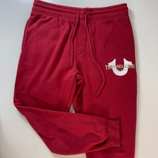 True Religion Hs Jogger Red Dahlia Men's Size Large Horse Shoe Logo NEW