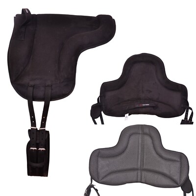 Synthetik Pony Pad Sattel Junior Reiten Sicherheitsgriff mit Gurt schwarz Wildleder