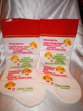 VINTAGE HOLIDAY PRODUCTS INC CHRISTMAS STOCKINGS DEAR SANTA LOT OF 2 COTTON 19"