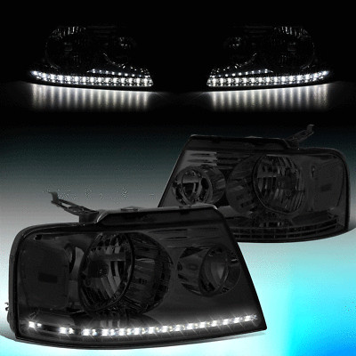 2014mmotor LED DRL Headlights – 2004-2008 Ford F-150 & Lincoln Mark LT – Chrome Housing, Clear Lens