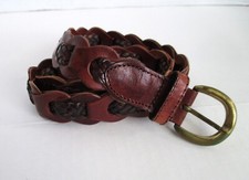 Genuine Leather Braided Loop Brass Buckle Size SM 28" India Unisex