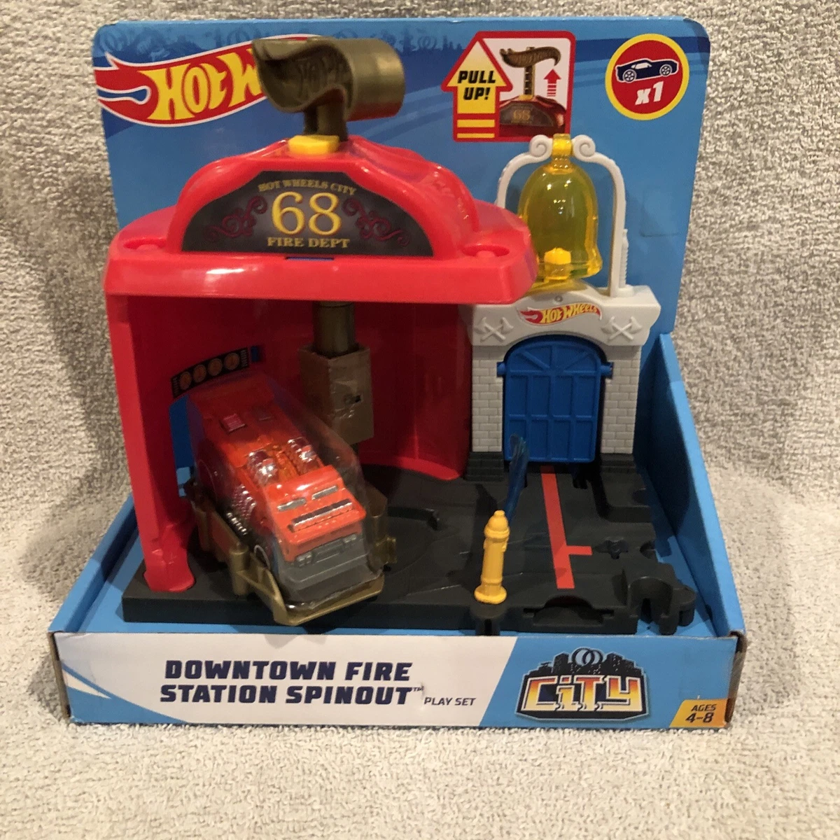 Hot Wheels City Downtown Fire Station Spinout Play Set 