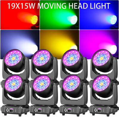 19x15W LED Moving Head Light RGBW Zoom Beam Stage Wash Lighting Party DJ Show US