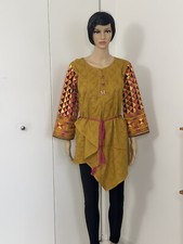 Yellow Printed Cotton Short Kurti With Belt for Girls