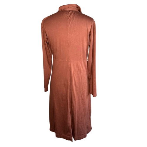 EVERLANE Brown Button Front Collared Long Sleeve Midi Shirt Dress Women's Size L - Picture 3 of 4