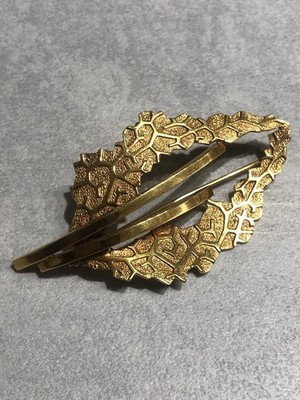 Vintage Designer SP Friedrich Speidel Walzgold stilisierte Blatt Brosche Anstecknadel