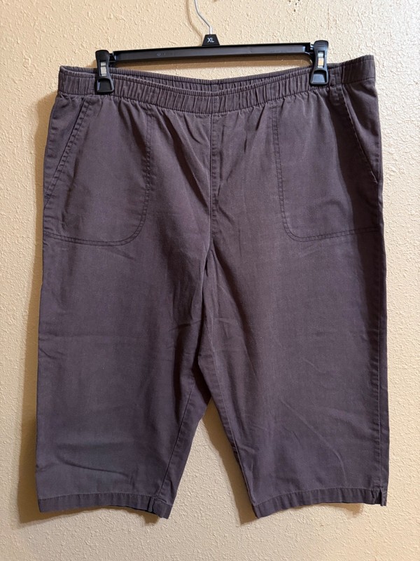 WHITE STAG COTTON BLEND CAPRI PANTS SZ XL (16-18) BROWN TAPERED LEG PULL ON