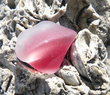 Sea Glass, Small Thick Red and Clear