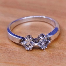 Size 8.25, vintage Sterling silver handmade ring, 925 stackable band with cz