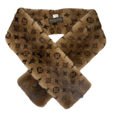 Louis Vuitton ブラウンファー マフラー Louis Vuitton M72245 Escharp Vizon Mink Monogram Fur Scarf Brown