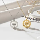 Stainless Steel Rotating Heart Necklaces Free Engraving Name For Christmas Gift