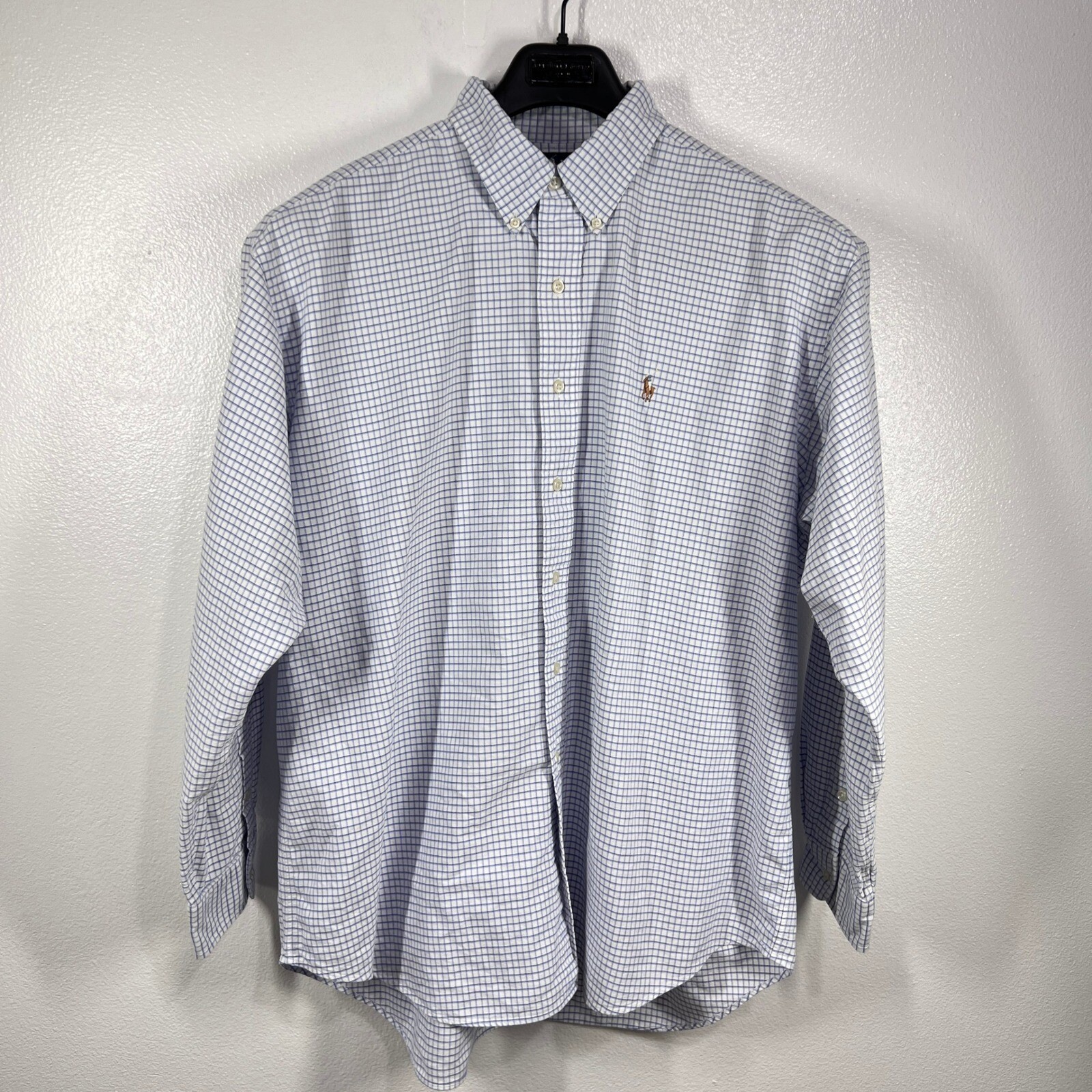 Vtg. Polo Ralph Lauren Blake Shirt  XL Blue White Tattersall Oxford Flesh Pony