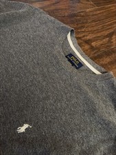 Polo Ralph Lauren Men's Gray Knit Crew Neck Pullover Sweater Long Sleeve Logo