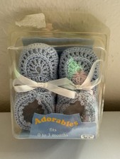 Adorables Baby Crochet Booties Blue 0-3 Months NIP 100 Cotton