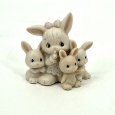 Precious Moments Enesco 1990 Some Bunny  s Sleeping Figurine 522996 Mom 3 Babies
