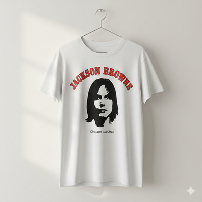 Jackson Browne Vintage Portrait Graphic T-Shirt White Classic Rock Tee - T526