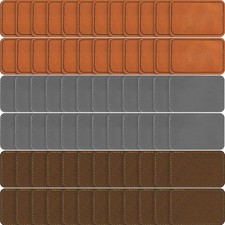 Dunzy 60 Pcs Blank Leatherette Hat 3 x 2 Inch, Khaki, Gray, Golden Brown