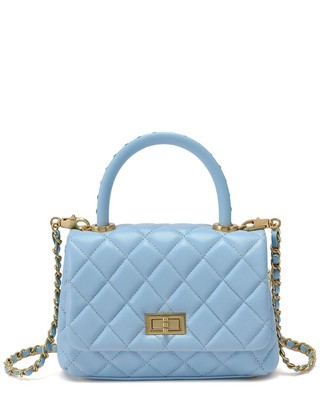 Tiffany & Fred Paris Quilted Leather Messenger Bag Women's Blue