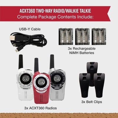 New Cobra ACXT360 25 Mile Range 2-Way Radio Walkie Talkie (3 Pack)