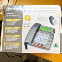 Amplicomms PowerTel 50 Alarm Plus Corded Phone, Big Buttons, Caller ID, Grey