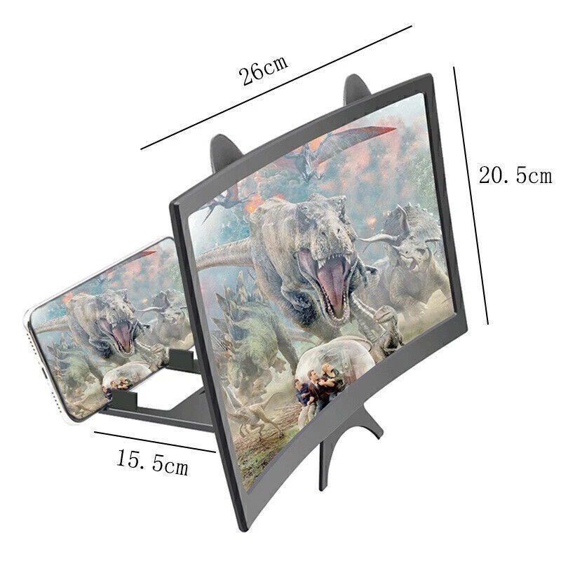 3D HD Mobile Phone Screen Magnifier 12" Video Amplifier Smartphone Stand Bracket - Image 3 of 4