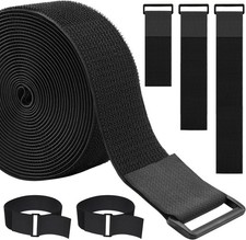 1.5In x 16Ft Cinch Straps Heavy Duty With 20 Buckles, Black Nylon Hook and Loop