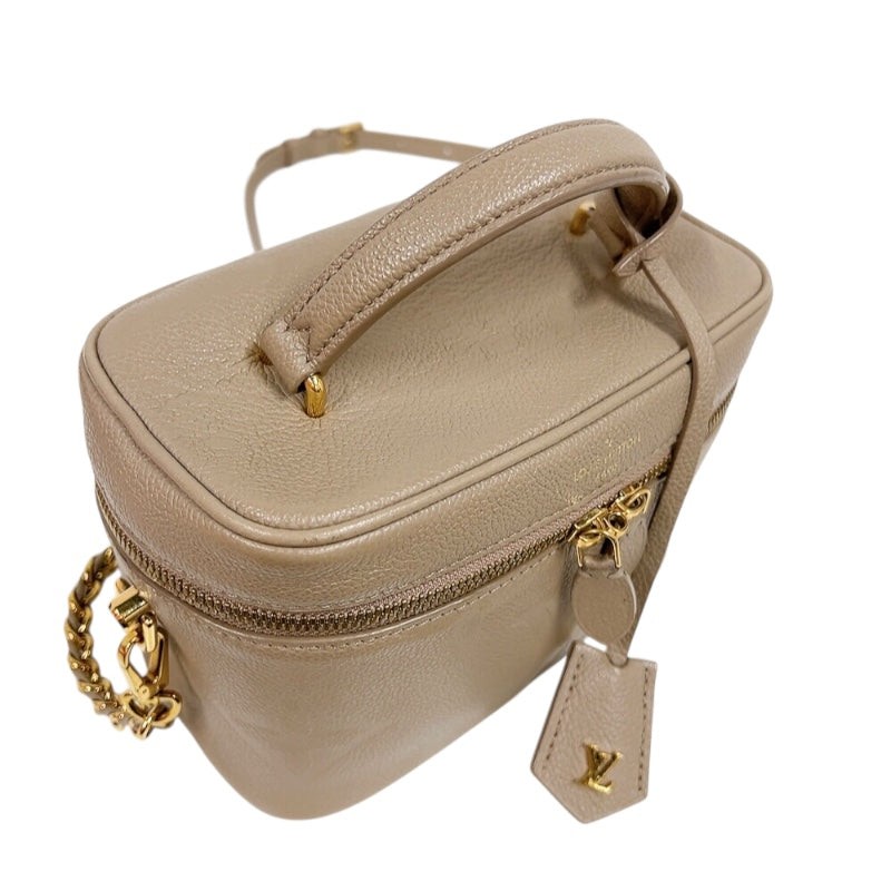 Louis Vuitton Vanity Top Handle Bag PM Beige Leather for