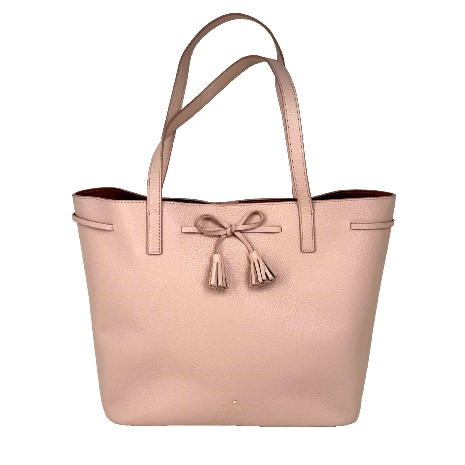 Kate Spade Medium Tote Bag Purse Handbag Pink Pebbled Leather Tassles