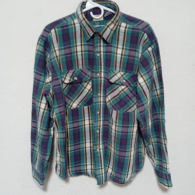 Vintage Five Brother Flannel Shirt Mens Size XL Plaid Long Sleeve Button Up 90s